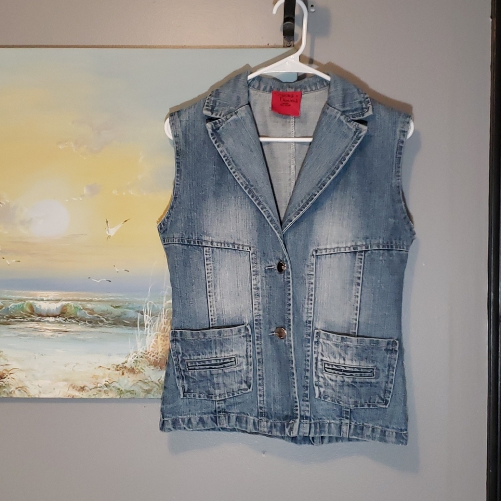 Vintage vest, 80's denim, small jean vest